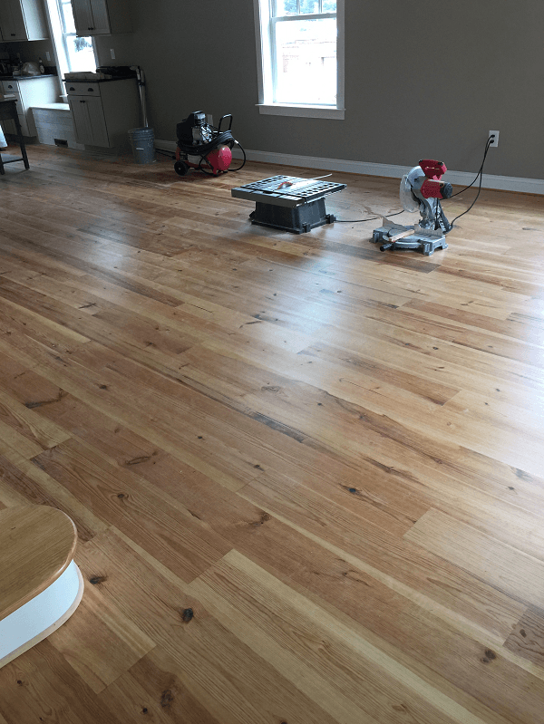 Rustic wide plank new heart pine