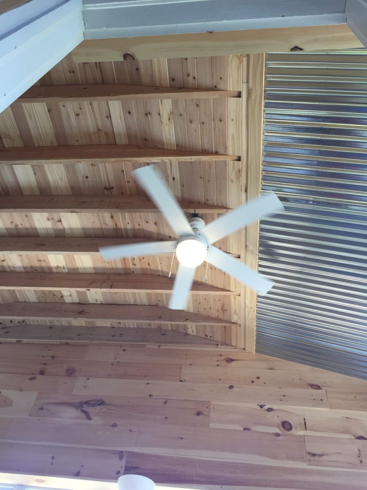 Mixed width southern pine walls and ceiling with fan from nj diy customer